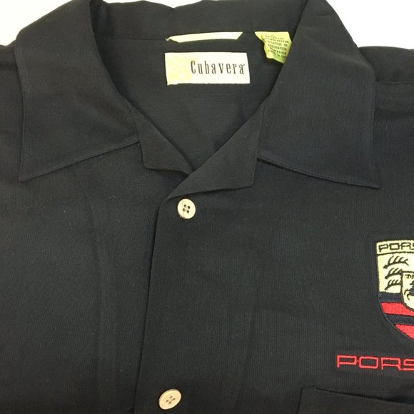 Porsche CUBAVERA Brand Men's Size is XL Black Porsche Shield Crest Logo SS Shirt - Picture 3 of 11